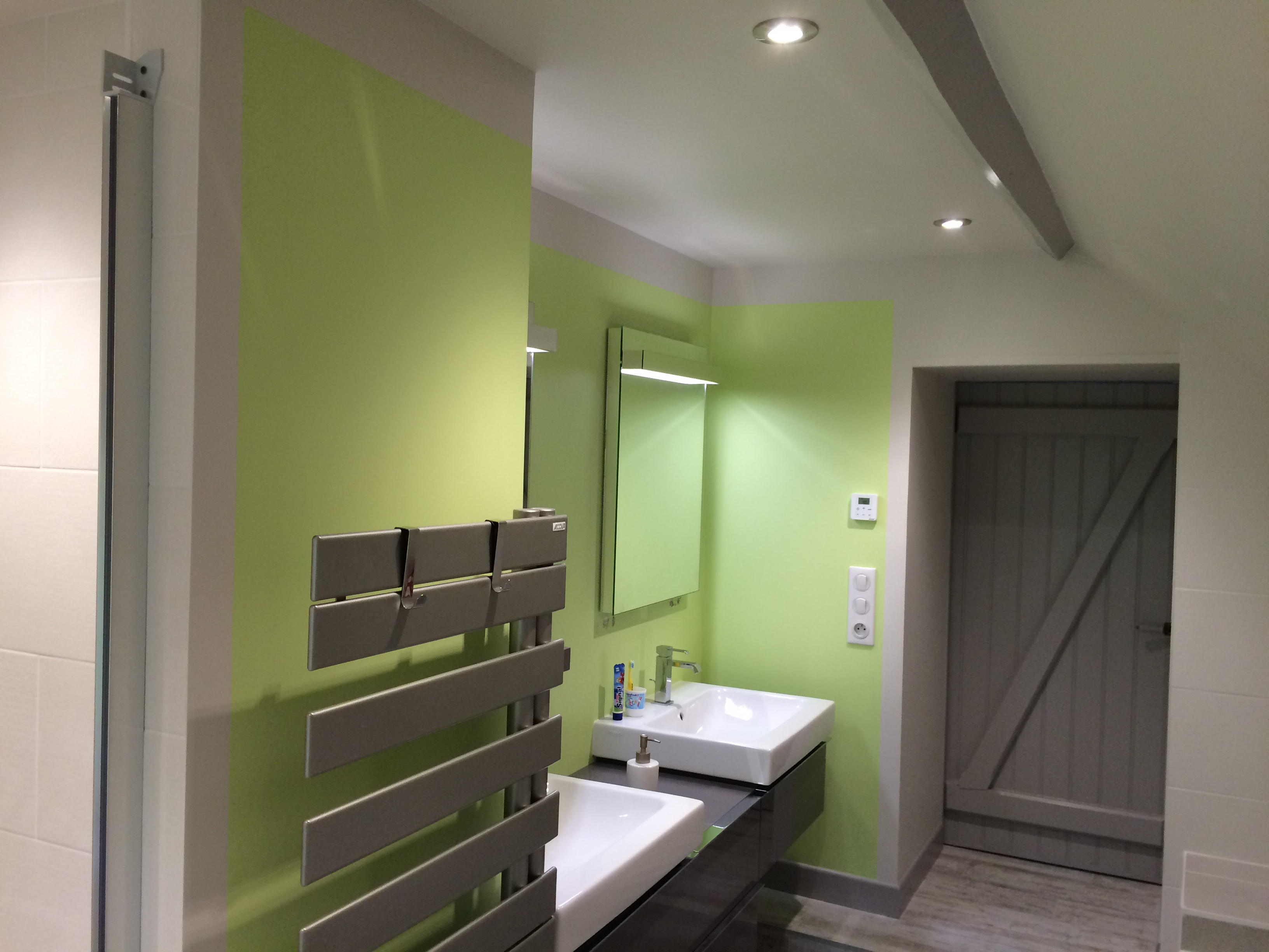 salle de bain mur vert
